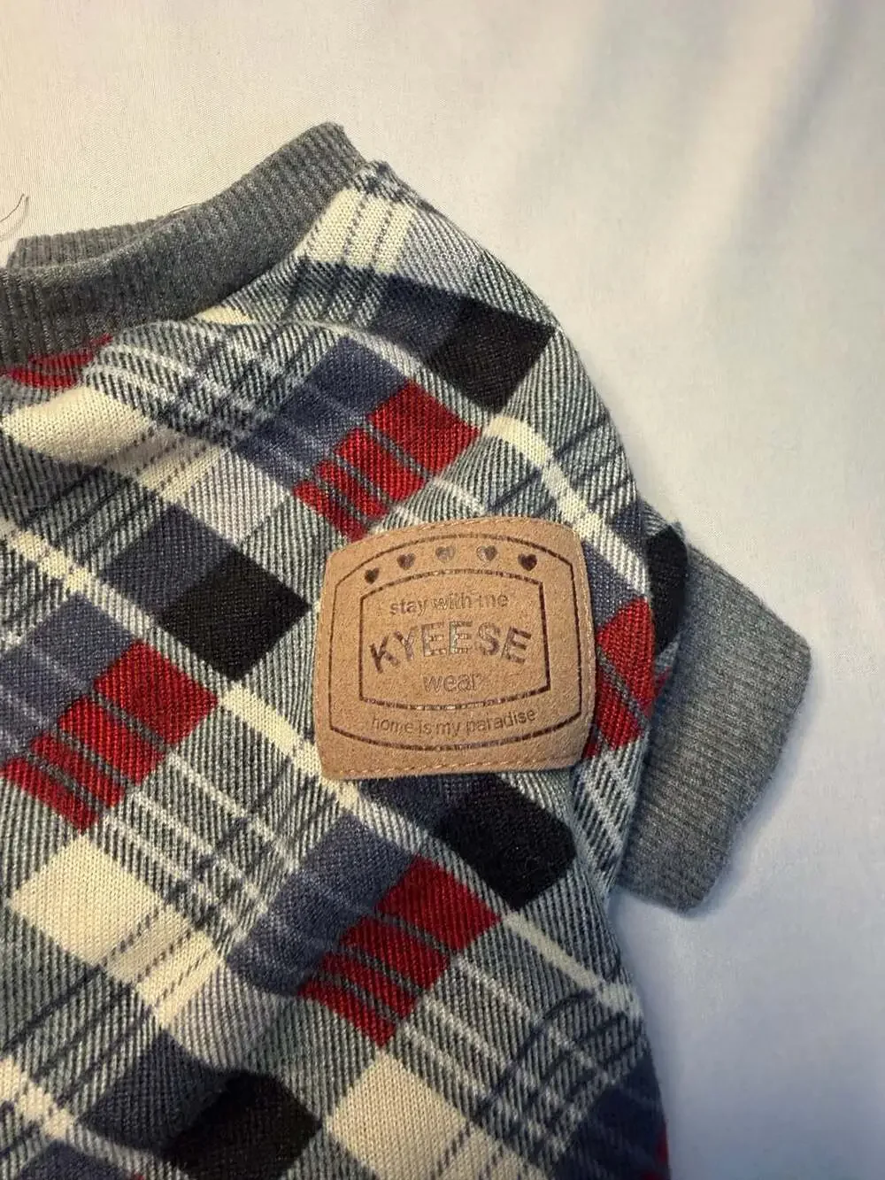 Kyeese Dog Pajamas Plaid 4 Legs Jumpsuit, XL